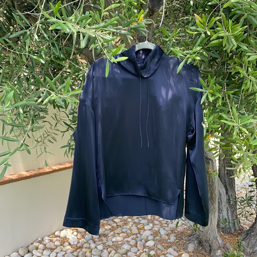 Vince navy silk blouse